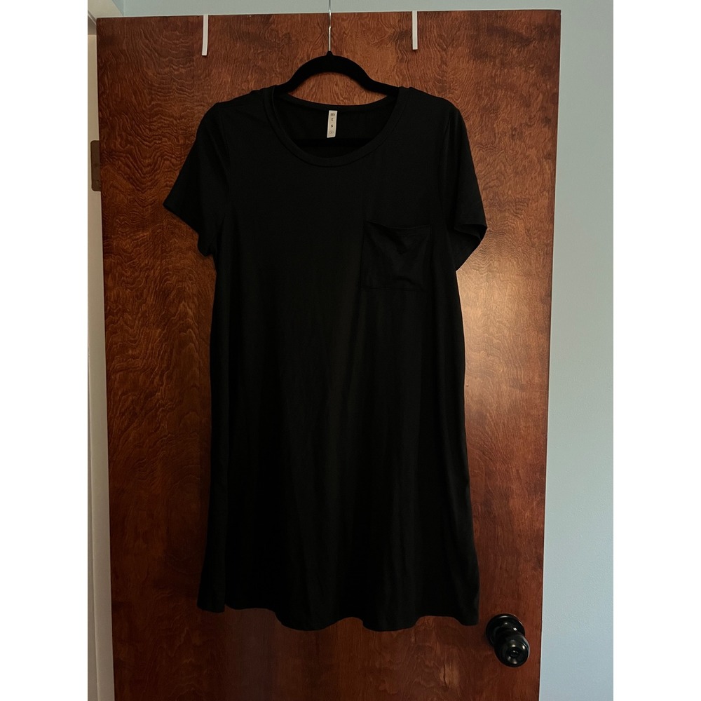 MTS‎ T-Shirt Dress Womens Large Black Short Sleeve Pocket Style C1608